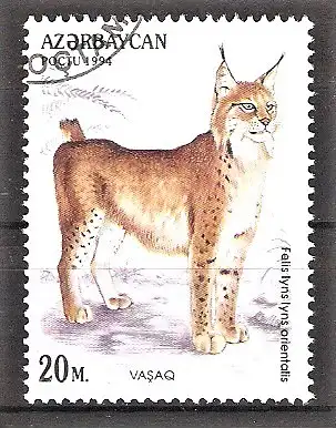 Briefmarke Aserbaidschan Mi.Nr. 180 o Katzen 1994 / Luchs (Lynx lynx orientalis)