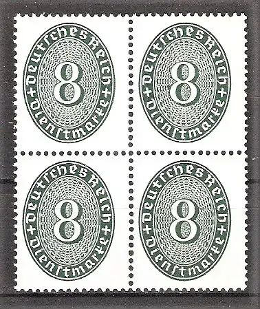 Briefmarke Deutsches Reich Dienstmarke Mi.Nr. 116 ** Viererblock !