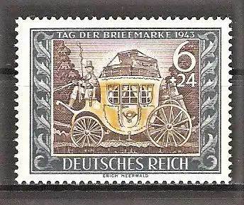Briefmarke Deutsches Reich Mi.Nr. 828 ** Tag der Briefmarke 1943 / Alte Postkutsche