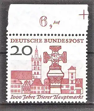 Briefmarke BRD Mi.Nr. 290 ** Oberrand mit Passerkreuz - 1000 Jahre Trierer Hauptmarkt 1958