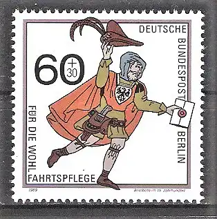 Briefmarke Berlin Mi.Nr. 852 ** Postbeförderung 1989 / Briefbote