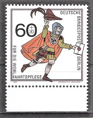 Briefmarke Berlin Mi.Nr. 852 ** Unterrand - Postbeförderung 1989 / Briefbote