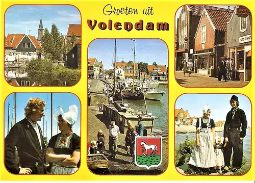 Ansichtskarte Niederlande - Volendam / Holländer/innen in Volendamer Trachten, Stadtansichten und Hafen (1433)