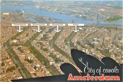 Ansichtskarte Niederlande - Amsterdam / Prinsengracht, Keizersgracht, Herengracht, Singel (1736)