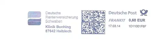 Freistempel 1D11001F8F Halblech - Klinik Buching 87642 Halblech - Deutsche Rentenversicherung Schwaben (#2574)