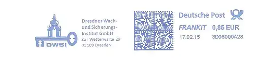 Freistempel 3D06000A28 Dresden - DWSI Dresdner Wach- und Sicherungs-Institut GmbH (Abb. Schlüssel) (#2689)