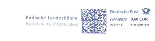 Freistempel 1D12001389 Bruchsal - Badische Landesbühne (#2722)