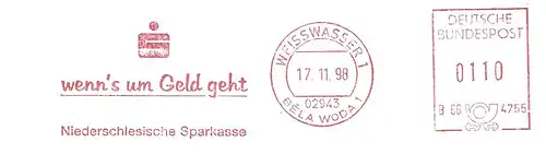Freistempel B66 4755 Weisswasser, Bela Woda - Niederschlesische Sparkasse / wenn's um Geld geht (#2737)