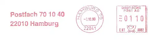 Freistempel E83 0982 Hamburg - Postfach 701040 / 22010 Hamburg (#2758)