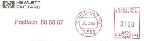 Freistempel C62 5741 Stuttgart - Postfach 800307 (Hewlett Packard) (#2759)