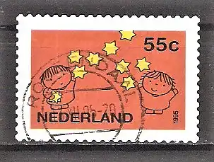 Briefmarke Niederlande Mi.Nr. 1562 o Dezembermarke 1995 / Junge und Mädchen & Sterne