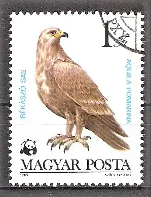 Briefmarke Ungarn Mi.Nr. 3624 A o Greifvögel 1983 / Schreiadler (Aquila pomarina)