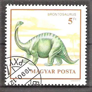 Briefmarke Ungarn Mi.Nr. 4111 A o Prähistorische Tiere 1990 / Apatosaurus (frühere Bezeichnung: Brontosaurus)