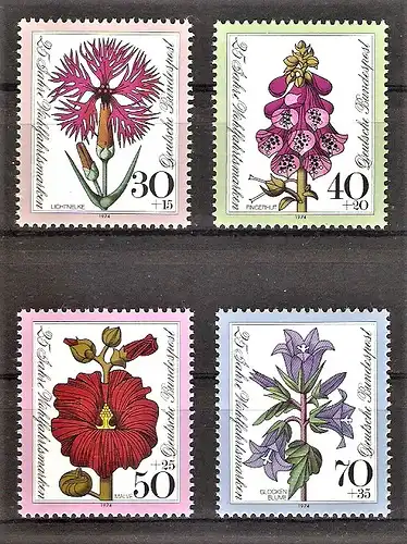 Briefmarke BRD Mi.Nr. 818-821 ** Wohlfahrt 1974 - Blumen / Kompletter Satz !