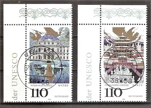 Briefmarke BRD Mi.Nr. 2007-2008 o Bogenecken o.l. / Ersttagstagesstempel VOLLSTEMPEL VELPKE / UNESCO-Welterbe 1998