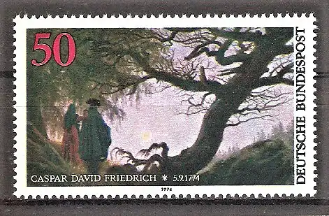 Briefmarke BRD Mi.Nr. 815 ** Caspar David Friedrich 1974 / Gemälde "Mann und Frau den Mond betrachtend"