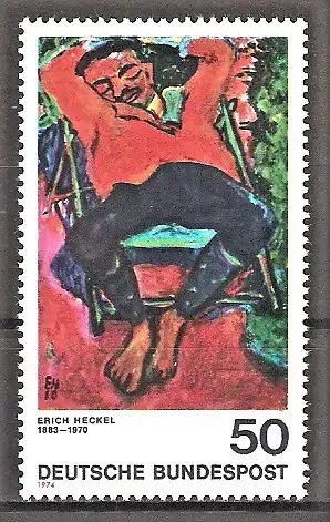 Briefmarke BRD Mi.Nr. 817 ** Deutscher Expressionismus 1974 / "Schlafender Pechstein" Gemälde von Erich Heckel