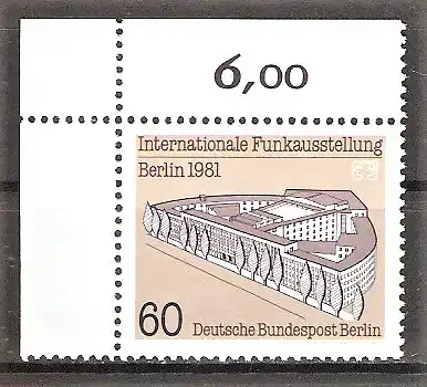 Briefmarke Berlin Mi.Nr. 649 ** BOGENECKE o.l. / Internationale Funkausstellung (IFA) 1981