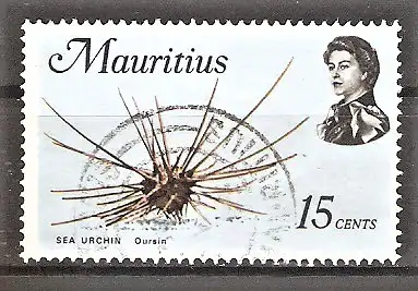 Briefmarke Mauritius Mi.Nr. 336 X o Meerestiere 1969 / Lanzenseeigel (Acanthocidaris sp.)