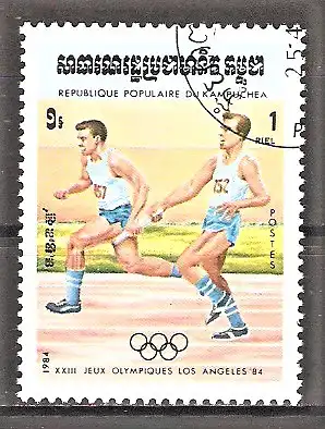 Briefmarke Kambodscha Mi.Nr. 571 o Olympische Sommerspiele Los Angeles 1984 / Staffellauf