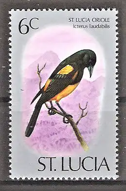 Briefmarke St. Lucia Mi.Nr. 384 ** Santa-Lucia-Trupial (Icterus laudabilis)