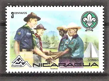 Briefmarke Nicaragua Mi.Nr. 1871 ** 14. Weltpfadfindertreffen in Norwegen 1975 / Kameradschaft
