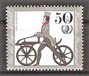Briefmarke BRD Mi.Nr. 1242 ** Historische Fahrräder 1985 / Drais-Laufrad