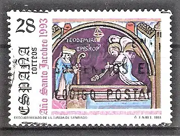 Briefmarke Spanien Mi.Nr. 3112 o Heiliges Jahr des Hl. Jakobus von Compostela 1993 / Grabentdeckung durch Bischof Teodemiro