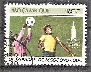 Briefmarke Mocambique Mi.Nr. 766 o Olympische Sommerspiele Moskau 1980 / Fussball