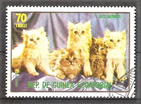 Briefmarke Äquatorial-Guinea Mi.Nr. 1022 o Katzenjunge 1976 / Katzenjunge 