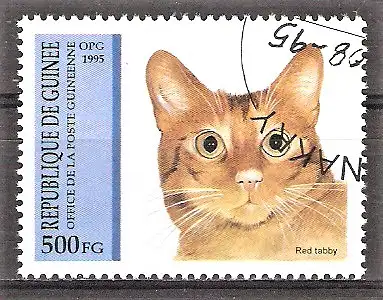 Briefmarke Guinea Mi.Nr. 1517 o Katzen 1995 / Red Tabby Katze
