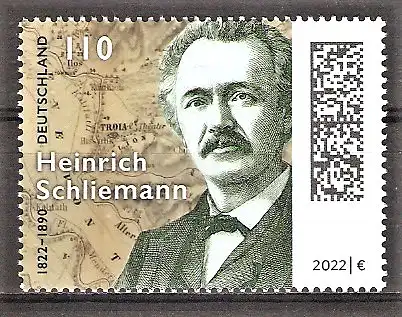 Briefmarke BRD Mi.Nr. 3659 ** 200. Geburtstag von Heinrich Schliemann 2022 / Archäologe