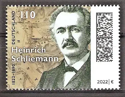 Briefmarke BRD Mi.Nr. 3659 ** 200. Geburtstag von Heinrich Schliemann 2022 / Archäologe