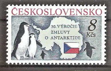 Briefmarke Tschechoslowakei Mi.Nr. 3086 ** Kehlstreifpinguine (Pygoscelis antarctica)