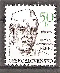 Briefmarke Tschechoslowakei Mi.Nr. 2992 ** Persönlichkeiten 1989 / Jawaharlal Nehru - Indischer Premierminister