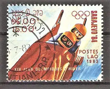 Briefmarke Laos Mi.Nr. 667 o Olympische Winterspiele Sarajevo 1983 / Zweierbob