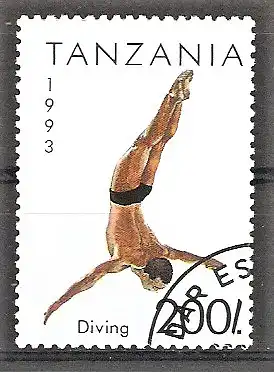 Briefmarke Tanzania Mi.Nr. 1472 o Sport 1993 / Turmspringen