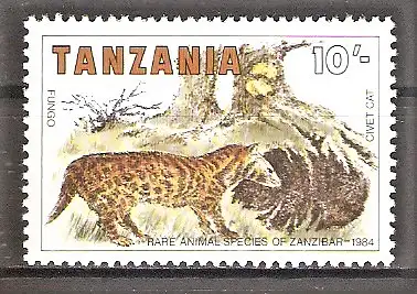 Briefmarke Tanzania Mi.Nr. 260 ** Tiere von Sansibar 1985 / Afrika-Zibetkatze (Viverra civetta)