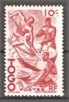 Briefmarke Togo Mi.Nr. 195 ** Einheimische Bilder 1947 / Palmölzubereitung