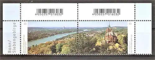 Briefmarke BRD Mi.Nr. 3510-3511 ** Paar / Zusammendruck - Rheintal bei Bonn mit Schloss Drachenburg 2020 / Kompletter Satz !