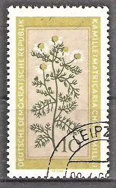 Briefmarke DDR Mi.Nr. 758 o Einheimische Heilpflanzen 1960 / Echte Kamille (Matricaria chamomilla)