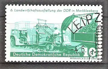 Briefmarke DDR Mi.Nr. 629 o Landwirtschaftsausstellung Markkleeberg 1958 / Mähhäcksler