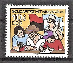 Briefmarke DDR Mi.Nr. 2834 ** Solidarität mit Nicaragua 1983