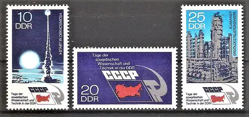 Briefmarke DDR Mi.Nr. 1887-1889 ** Tage der sowjetischen Wissenschaft und Technik 1973 / Kompletter Satz !