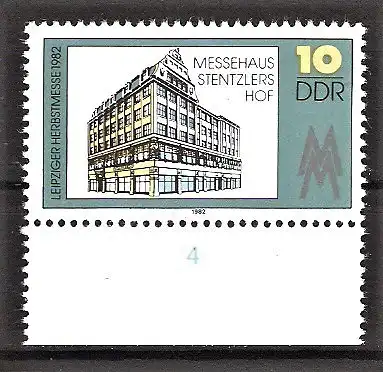 Briefmarke DDR Mi.Nr. 2733 ** Unterrand mit Reihenzähler 4 - Leipziger Herbstmesse 1982