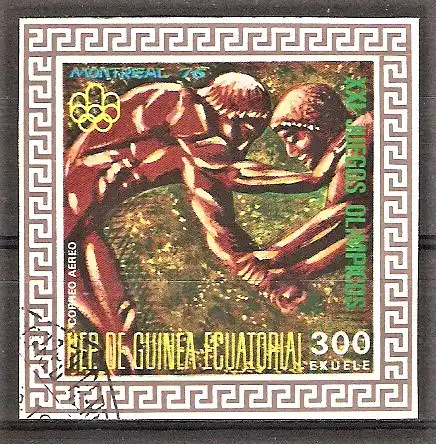 Briefmarke Äquatorial-Guinea Mi.Nr. A687 o Olympische Sommerspiele Montreal 1976 / Altgriechische Ringer