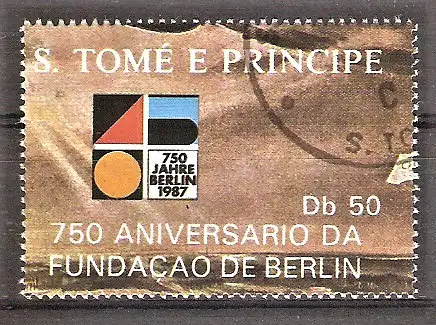 Briefmarke Sao Tome & Principe Mi.Nr. 1061 o 750 Jahre Berlin / Emblem