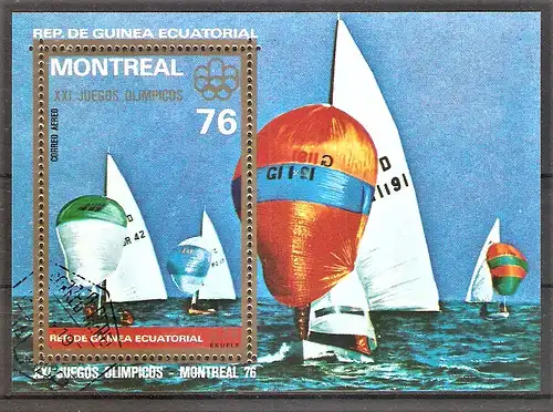 Briefmarke Äquatorial-Guinea Mi.Nr. 791 o / Block 209 o Olympische Sommerspiele Montreal 1976 / Segeln (Finndingi)