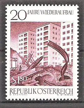 Briefmarke Österreich Mi.Nr. 1179 ** 20 Jahre Wiederaufbau 1965 / Neubauten hinter Häuserruinen