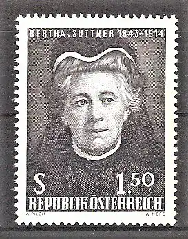 Briefmarke Österreich Mi.Nr. 1199 ** 60. Jahrestag der Verleihung des Nobelpreises an Bertha von Suttner 1965 / Schriftstellerin